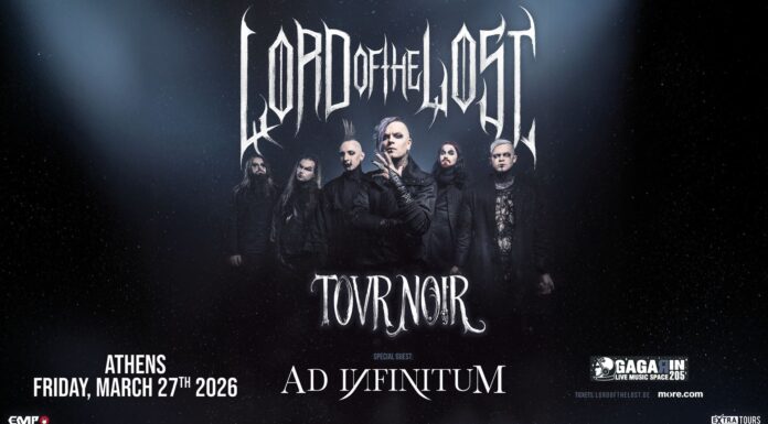 Οι Lord of the Lost έρχοναι στο Gagarin205 την Παρασκευή 27 Μαρτίου 2026 στα πλαίσια της περιοδείας TOVR NOIR! Οι Lord of the Lost στο Gagarin μαζί με τους Ad Infinitum!