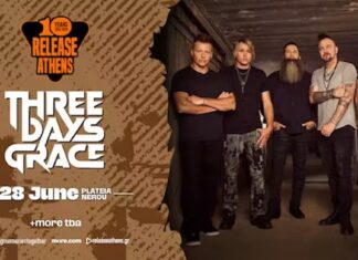 Three Days Grace στο Release Athens 2026 – Κυριακή 28 Ιουνίου στην Πλατεία Νερού