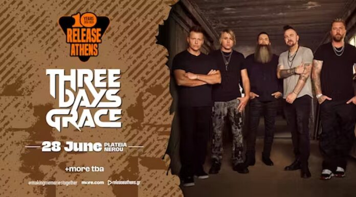 Three Days Grace στο Release Athens 2026 – Κυριακή 28 Ιουνίου στην Πλατεία Νερού