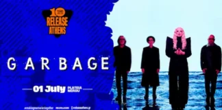 Release Athens 2026: Οι Garbage μαζί με τον Moby στην Πλατεία Νερού | 1 Ιουλίου Monsieur Minimal live Principal Club Thessaloniki αφίσα
