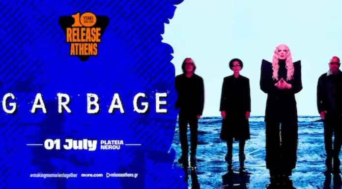Release Athens 2026: Οι Garbage μαζί με τον Moby στην Πλατεία Νερού | 1 Ιουλίου Monsieur Minimal live Principal Club Thessaloniki αφίσα