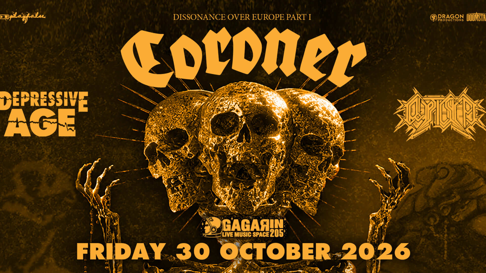 Coroner, Depressive Age & Cryptic Shift: Εκρηκτικό Live στο Gagarin 205
